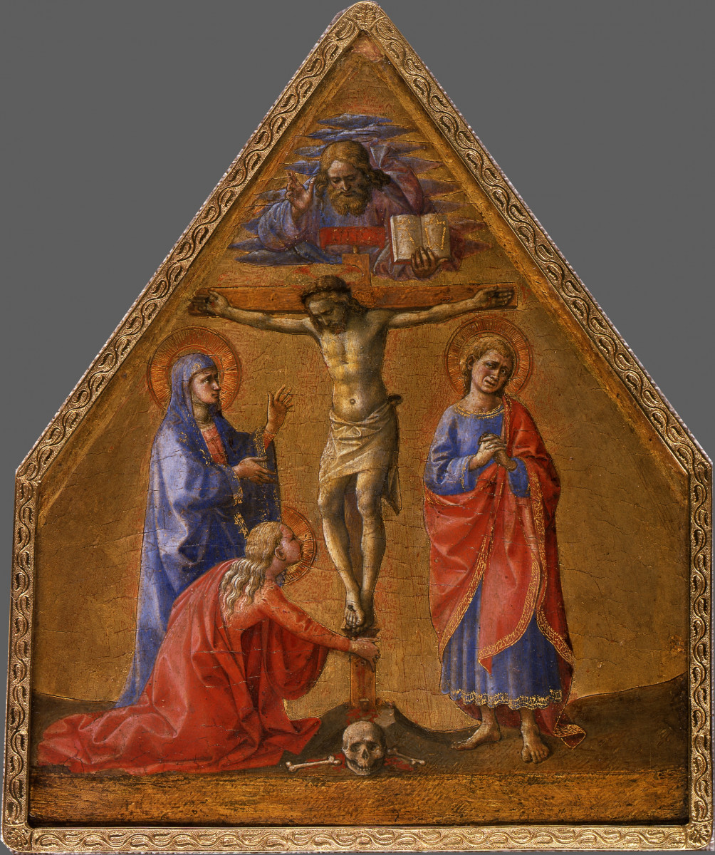 Christus am Kreuz mit den Heiligen Johannes, Maria und Maria Magdalena