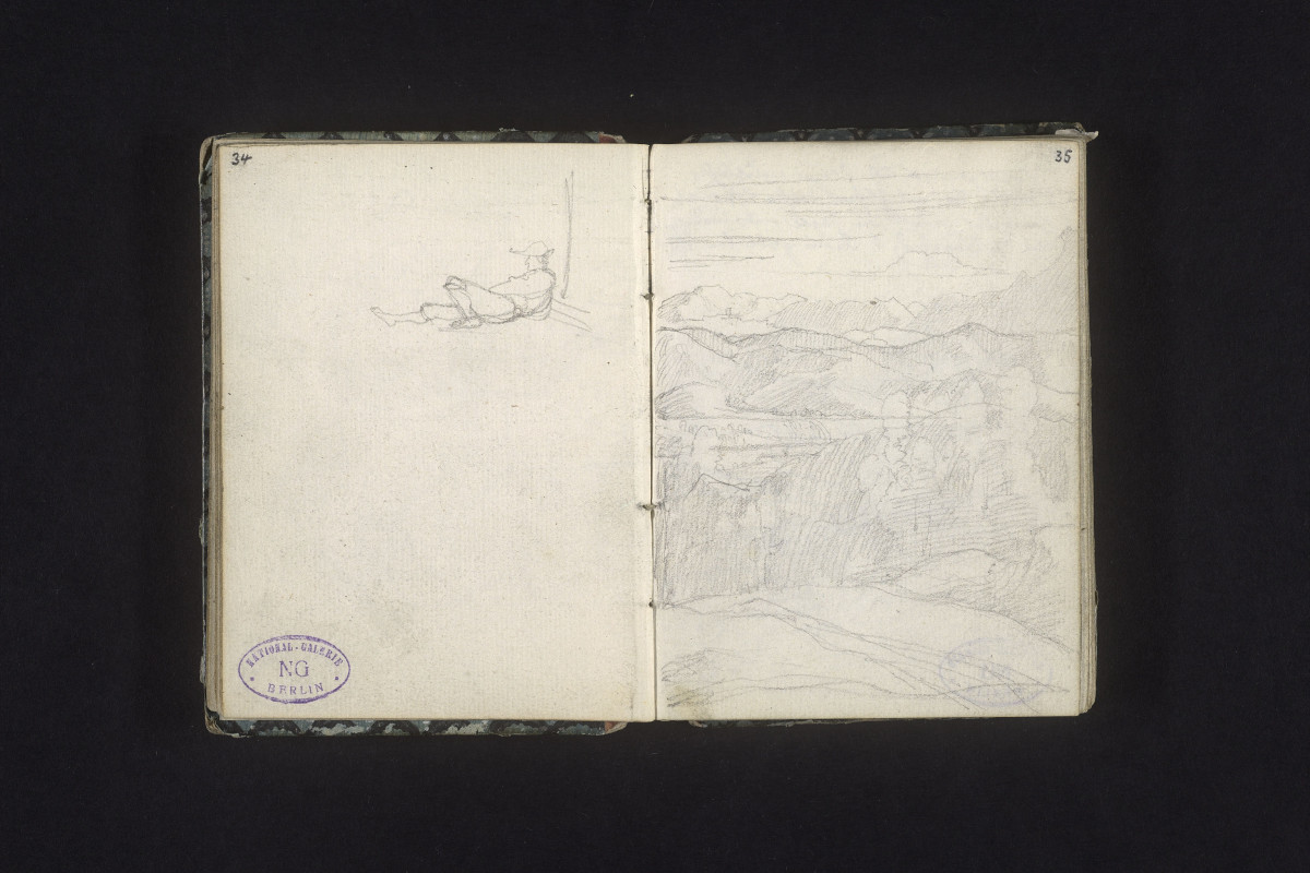 Liegender Mann, Berglandschaft