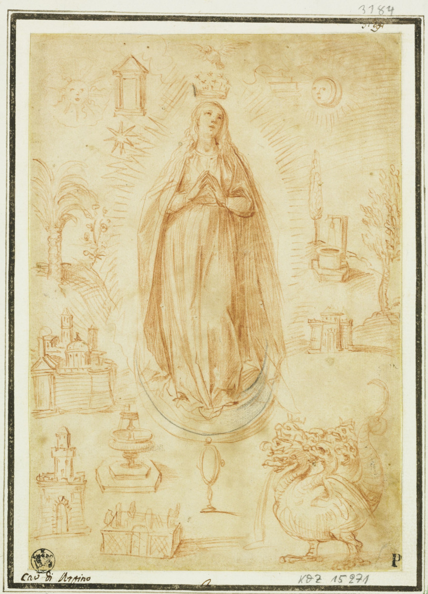 Maria auf der Mondsichel im Strahlenkranz (die Unbefleckte Empfängnis)